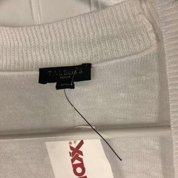 Talbots Women's White Cardigan Sweater Open Front Lightweight XL Petite NWT - Picture 3 of 5